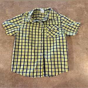 Healthtex Kids - Yellow & Blue Plaid Short Sleeve Button-Down Shirt, Size 5T